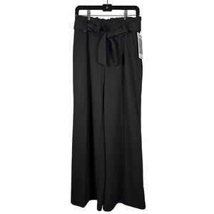 NWT REWASH Wide Leg Paperbag Pants with Self Belt, Black, Size Large